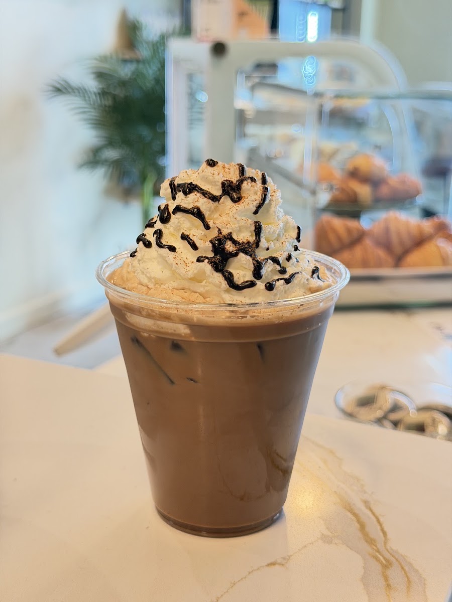 Iced mocha with whipped cream